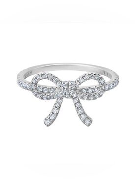 CRISLU Silver Sparkle Fairy Tale Bow Ring